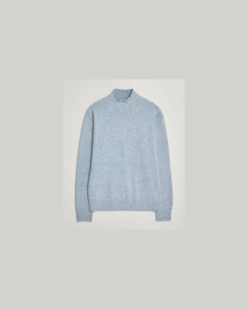 NN 07 Aksel Wool Donegal Knitted Mock Neck Cerulian Blue Blau