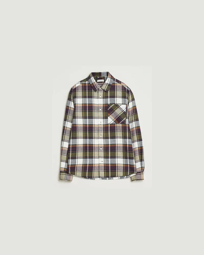 Knowledge Cotton Apparel Cotton Checked Flannel Shirt Green Grün