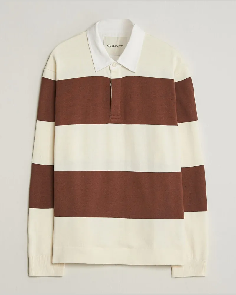 Gant Barstriped Knitted Rugger Cream/Brown Mehrfarbig