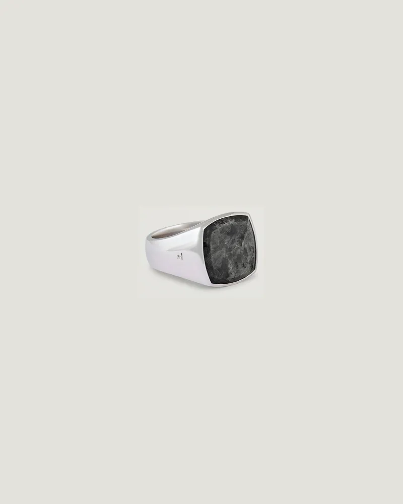 Tom Wood Cushion Black Larvikite Ring Black Larvikite Silber