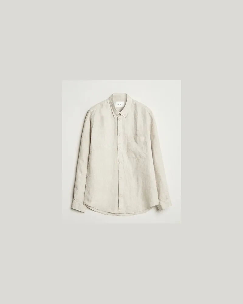 NN 07 Arne Linen Button Down Shirt Oat Beige