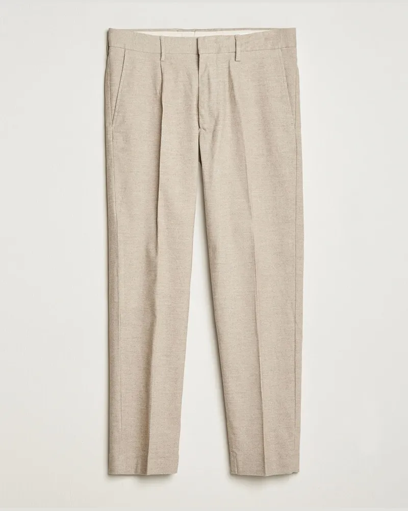 NN 07 Bill Wool Pleated Trousers Cement Beige