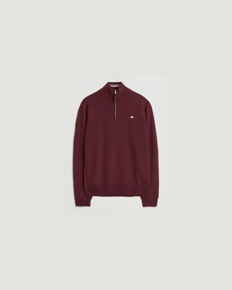Gant GANT Superfine Lambswool Half Zip Bordeaux Melange Rot