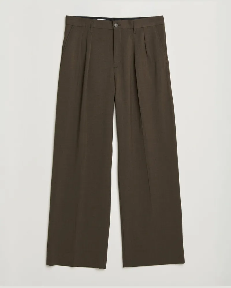 Filippa K Milo Wide Wool Trousers Walnut Brown Braun