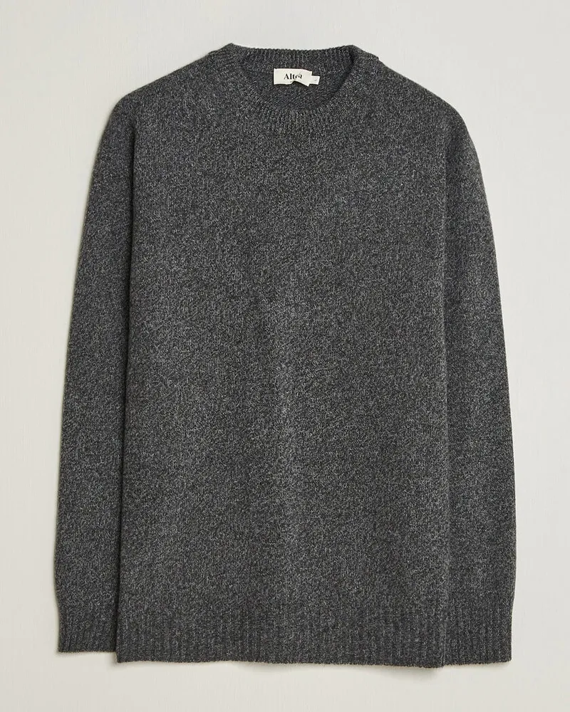 Altea Wool/Cashmere Crew Neck Pullover Charcoal Melange Grau