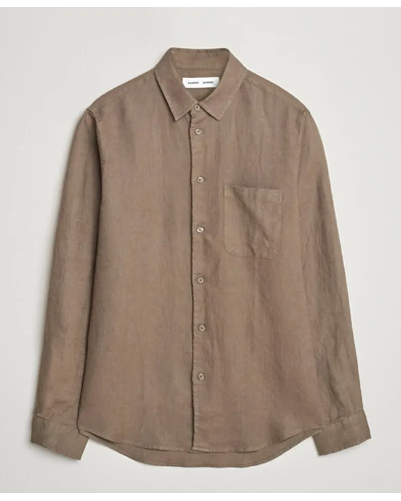 Samsøe & Samsøe Liam Leinen Shirt Bungee Cord Braun