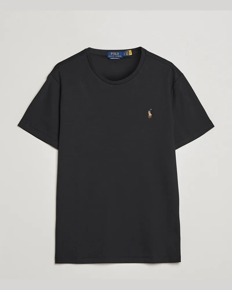 Ralph Lauren Luxury Pima Cotton Crew Neck T-Shirt Black Schwarz