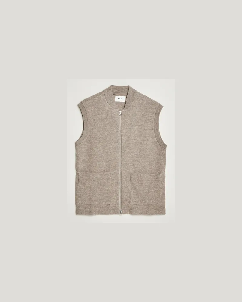 NN 07 Boiled Wool Vest Khaki Beige Beige
