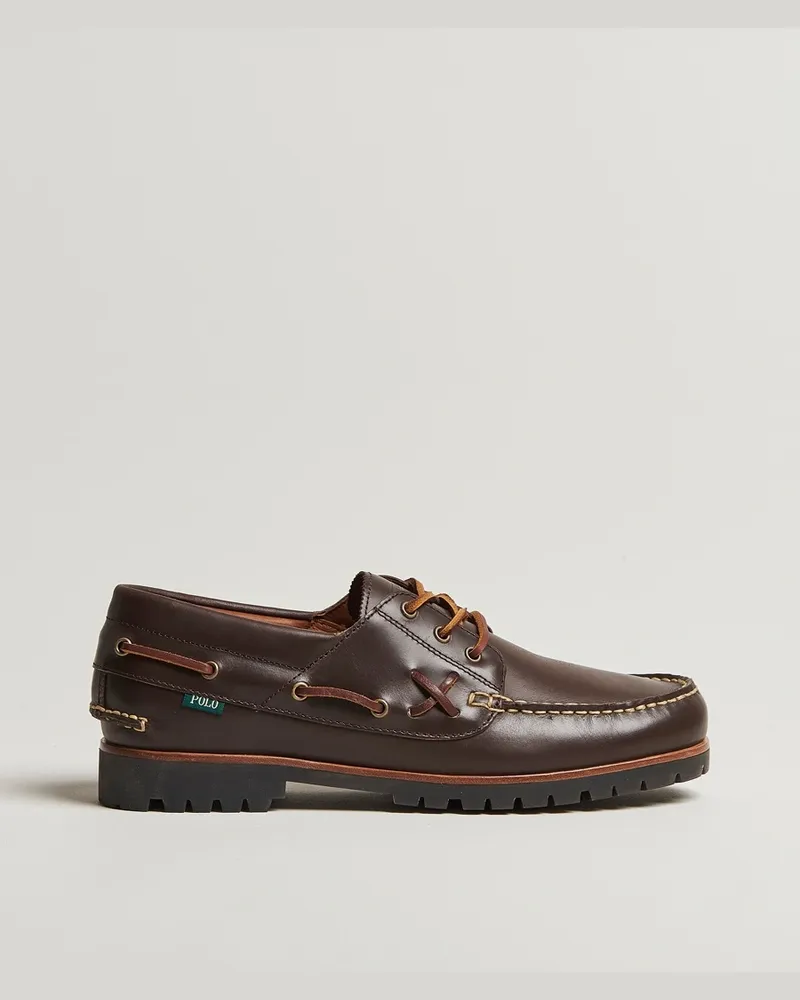 Ralph Lauren Ranger Leather Boat Shoe Dark Brown Braun