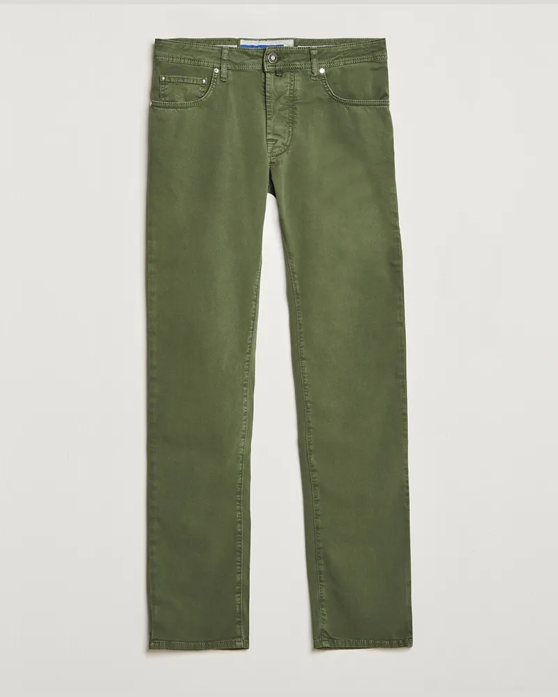 Jacob Cohën Bard Garment Dyed Gabardine Trousers Green Grün