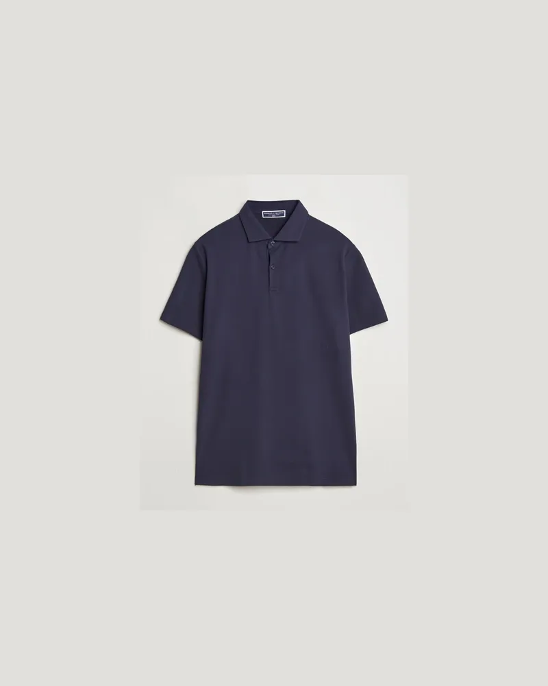 Charles Tyrwhitt Short Sleeve Cotton Pique Polo Navy Blau