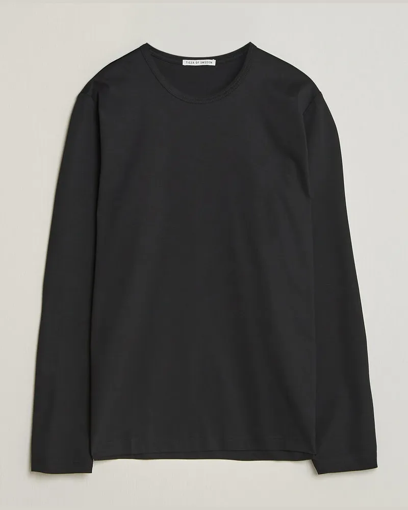 Tiger of Sweden Olaf Mercerized Cotton Long Sleeve T-Shirt Black Schwarz