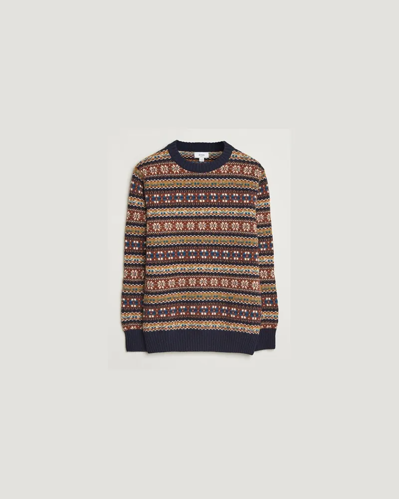 Eton Wool Knitted Fair Isle Sweater Multi Mehrfarbig