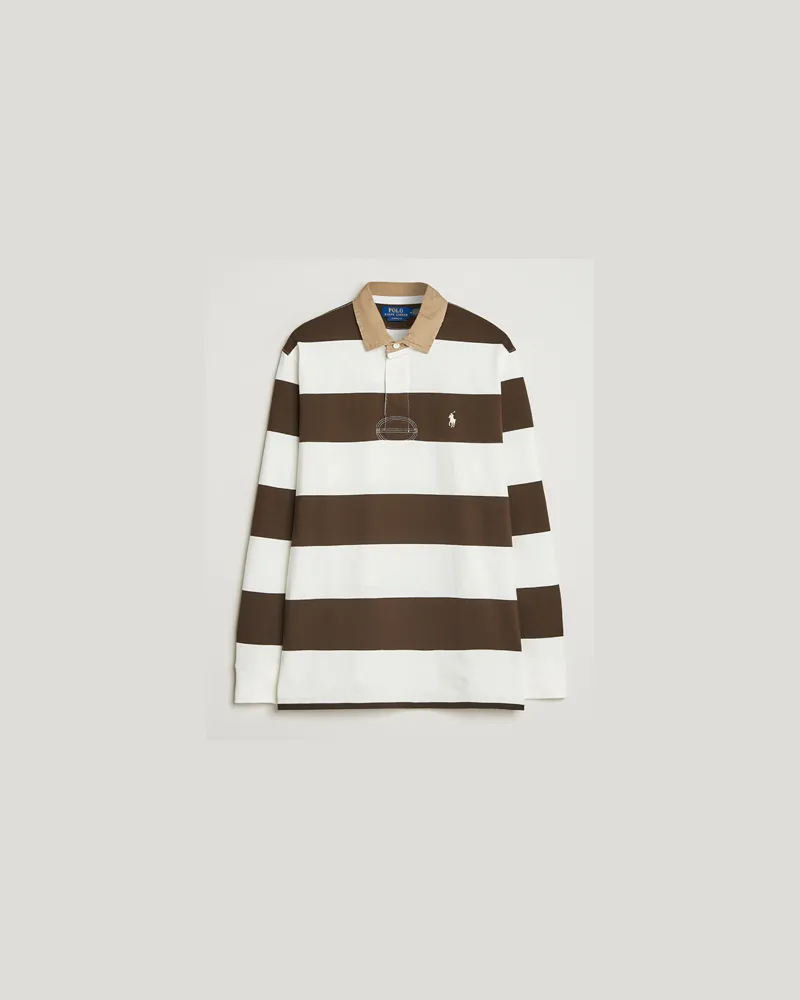 Ralph Lauren Long Sleeve Rugby Sweater Dark Brown/Cream Mehrfarbig