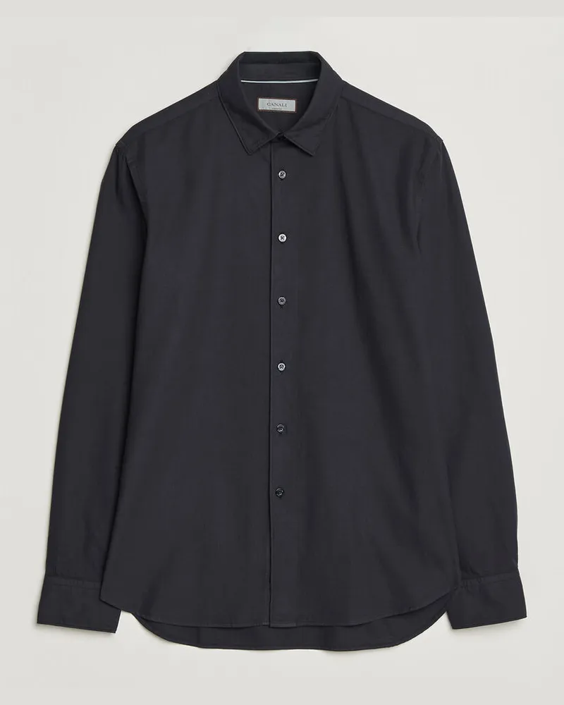 Canali Garment Dyed Cotton Shirt Navy Blau