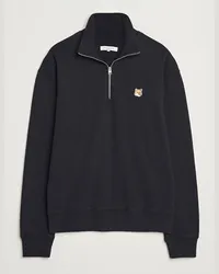 Kitsuné Fox Head Half Zip Sweatshirt Black Schwarz