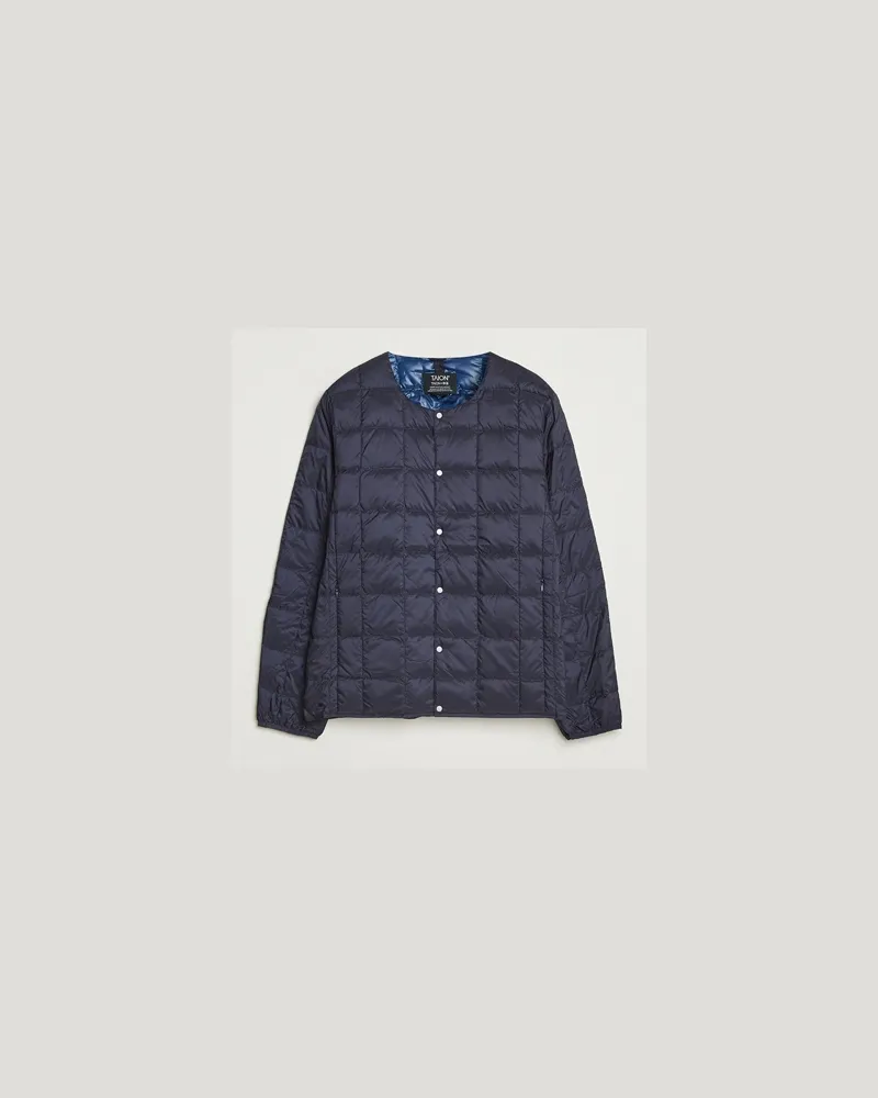TAION Crew Neck Button Down Jacket Navy Blau
