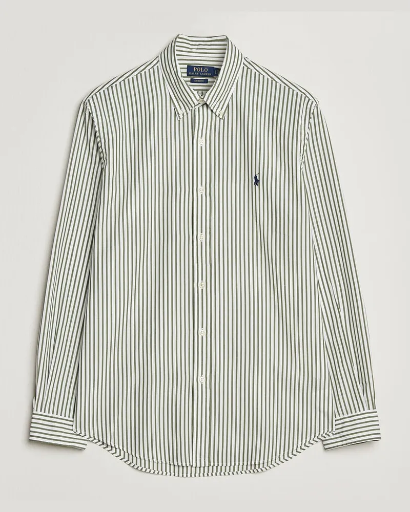 Ralph Lauren Custom Fit Poplin Striped Shirt Garden Trail Grün