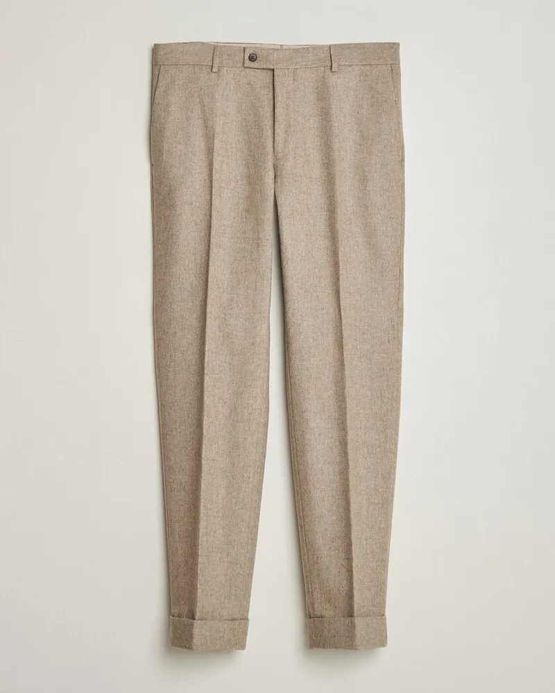 Morris Flannel Suit Trousers Khaki Beige