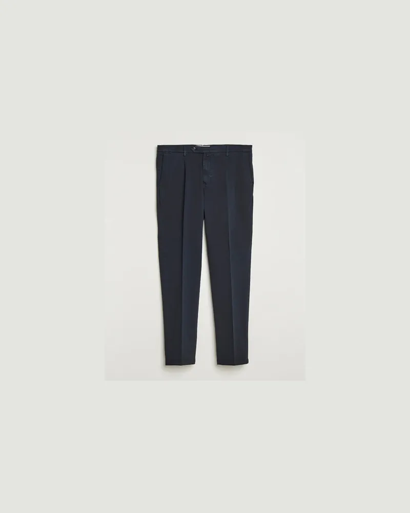Briglia 1949 Easy Fit Pleated Cotton Stretch Chino Navy Blau