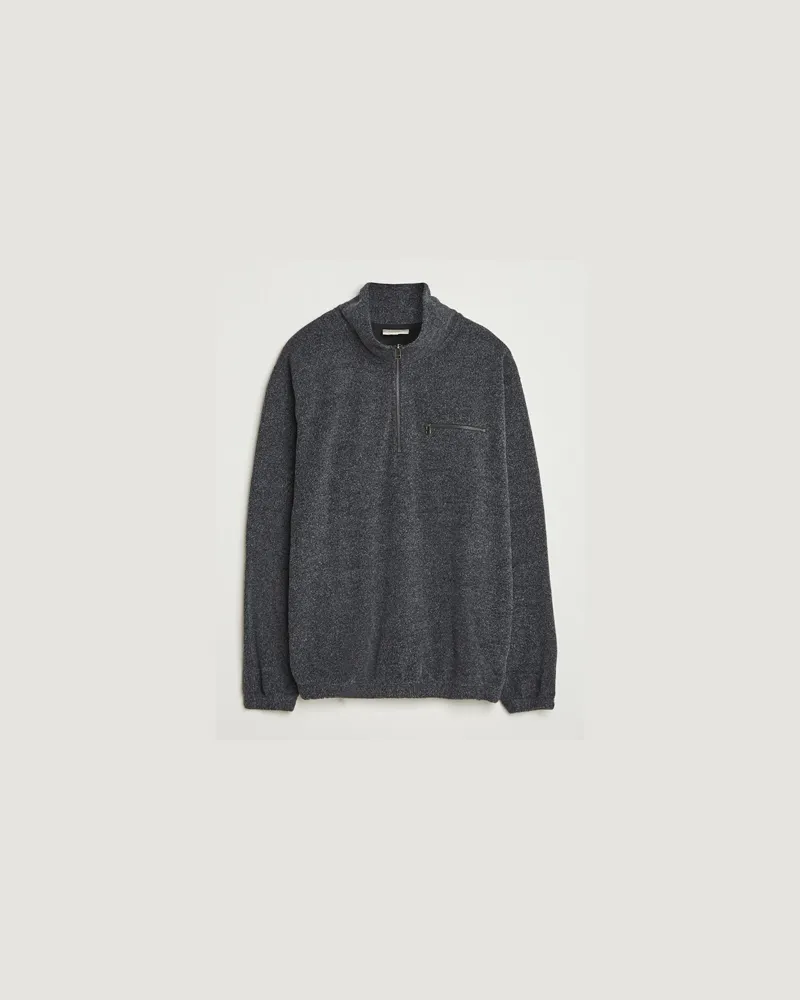 forét Elm Half Zip Sweatshirt Dark Grey Melange Grau