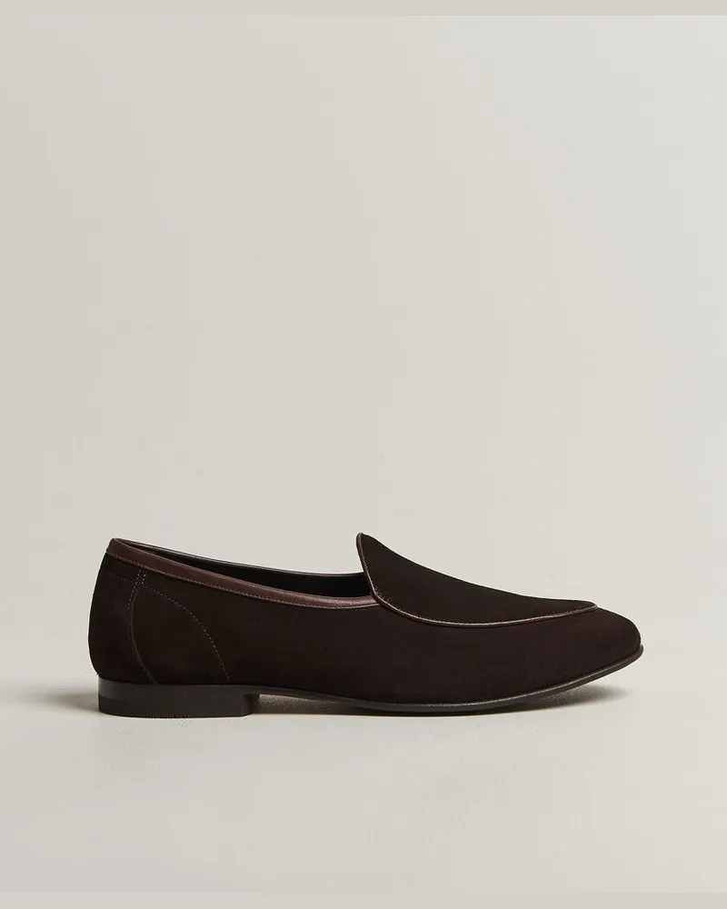 Loake 1880 Belgrave Suede Belgian Loafer Dark Brown Braun