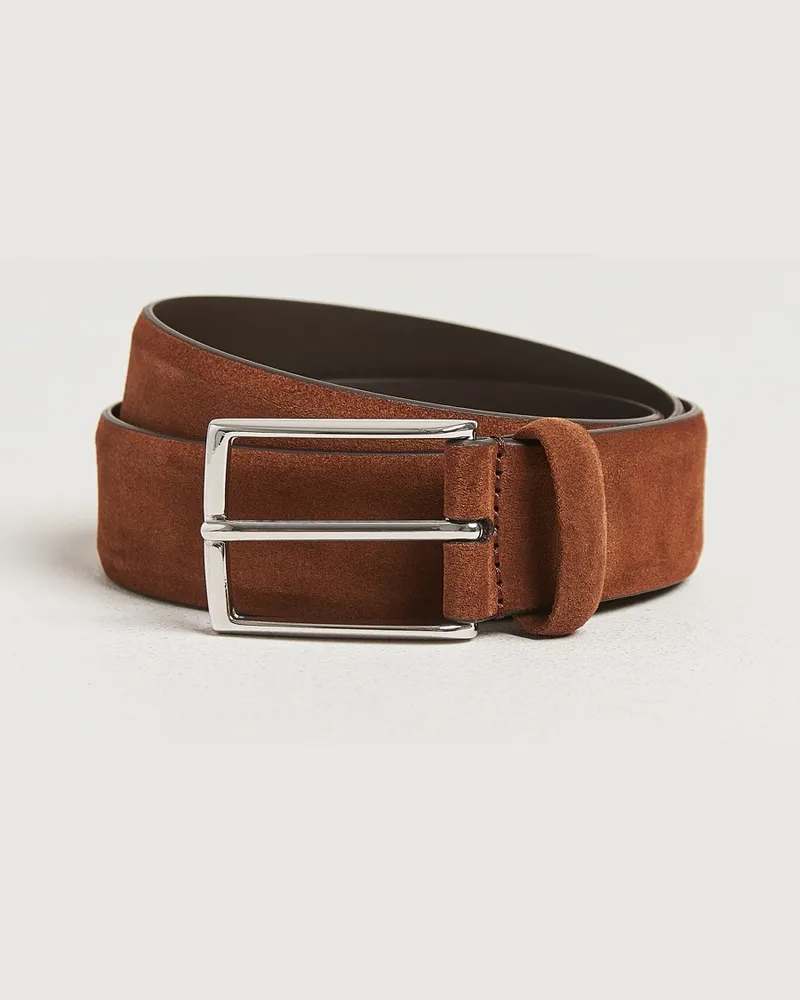Anderson's Calf Suede 3,5 cm Belt Tobacco Braun