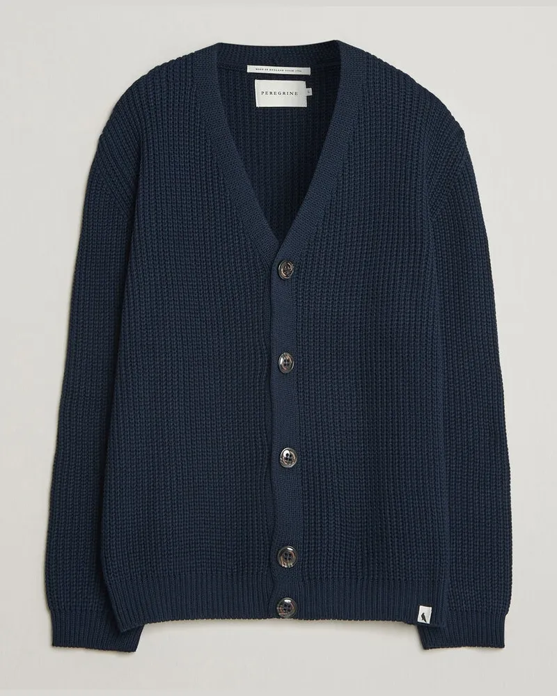 Peregrine River Cotton Cardigan Navy Blau
