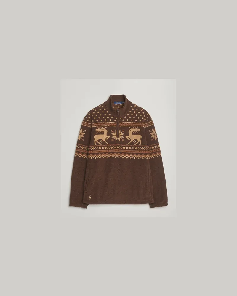 Ralph Lauren Vintage Fairisle Half Zip Fleece Cascadia Braun