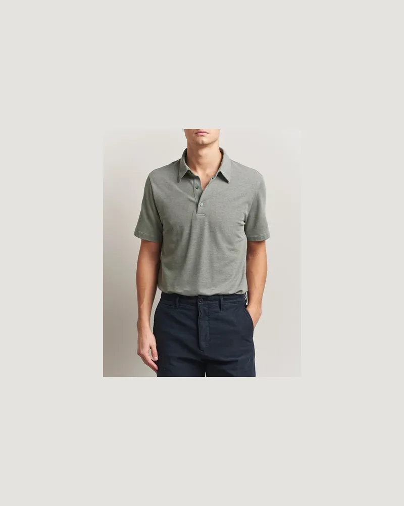 Brioni Short Sleeve Cotton Piquet Polo  Light Green Grün