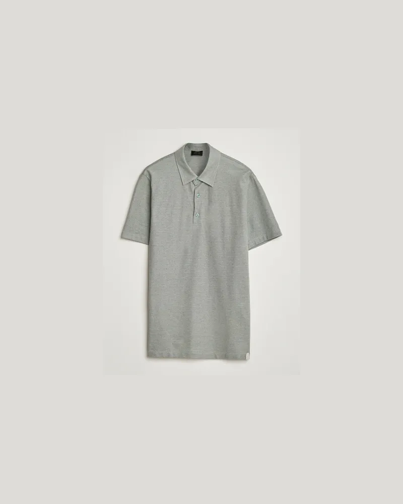 Brioni Short Sleeve Cotton Piquet Polo  Light Green Grün