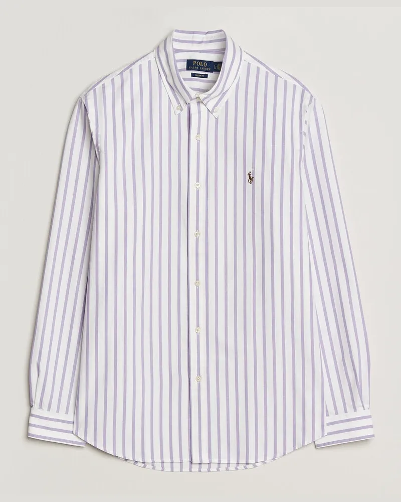 Ralph Lauren Custom Fit Striped Oxford Shirt Purple Lila