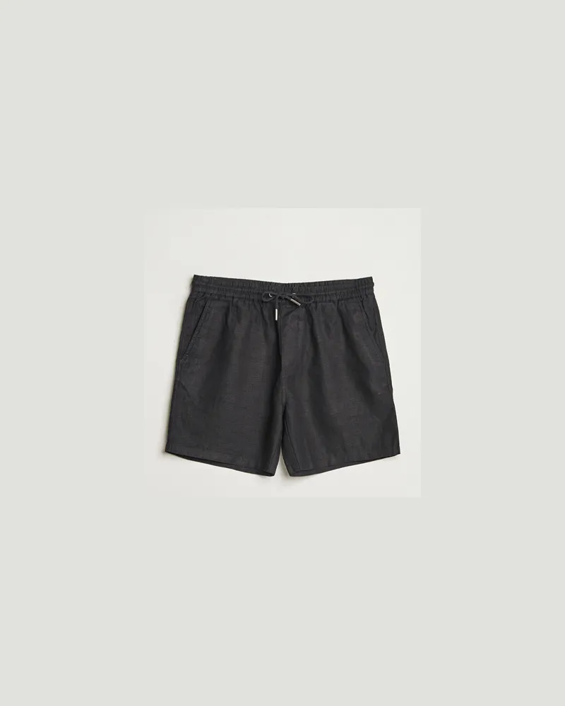 NN 07 Gregor Linen Drawstring Shorts Black Schwarz