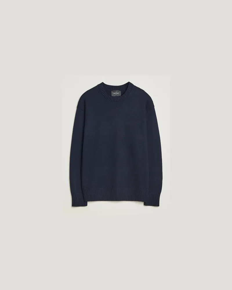 Gran Sasso Heavy Knitted Merino Crew Neck Navy Blau