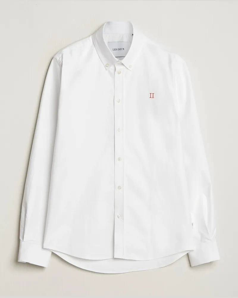 LES DEUX Konrad Contrast Oxford Shirt White Weiß