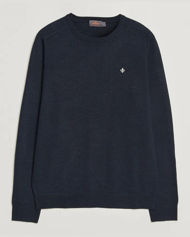 Morris Merino O-Neck Navy Blau