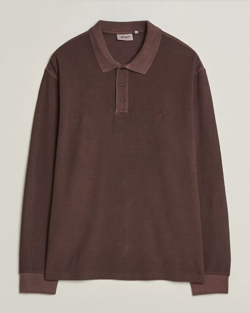 Carhartt WIP Long Sleeve Waffle Rugby Shirt Palisander Brown Braun
