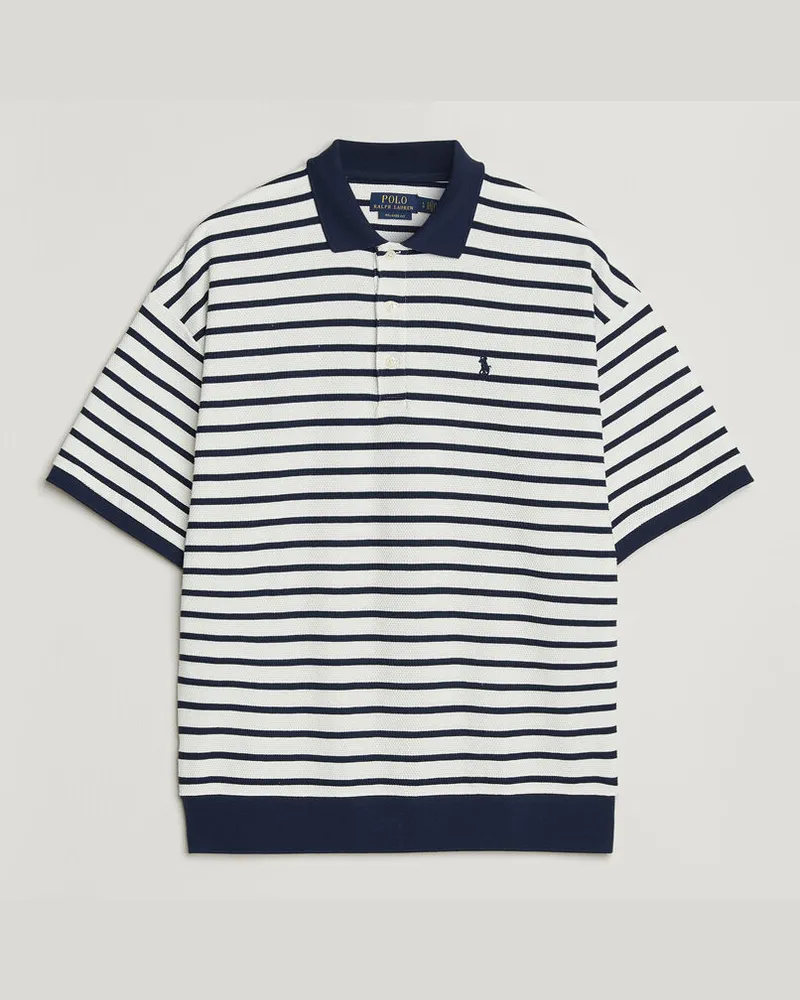 Ralph Lauren Jacquard Interlock Striped Polo Nevis/Newport Navy Weiß