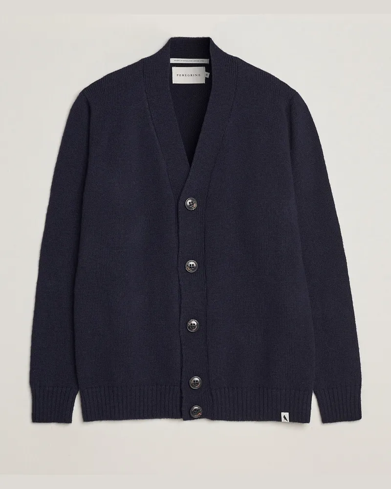 Peregrine Maker Stitch Merino Cardigan Navy Blau