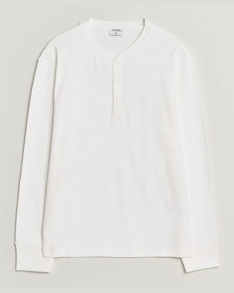 Filippa K Cotton Rib Henley White Weiß