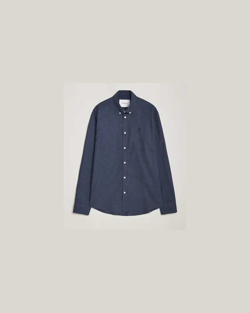 LES DEUX Dessert Reg Shirt Dark Navy Melange Blau