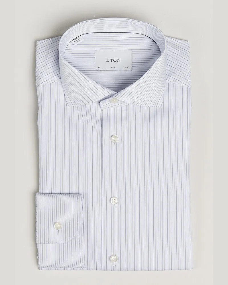 Eton Slim Fit Fine Twill Striped Shirt Light Blue Blau