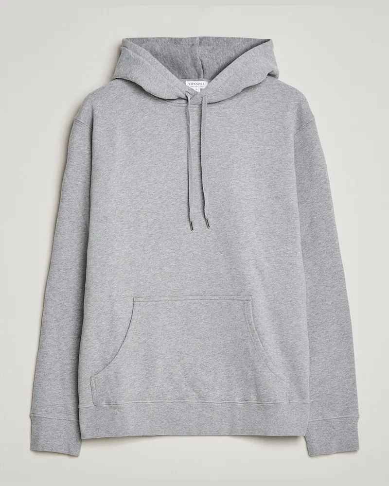 Sunspel Loopback Hoodie Grey Melange Grau
