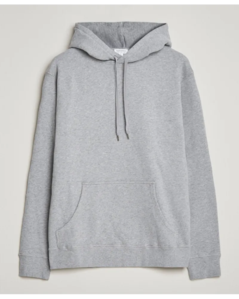 Sunspel Loopback Hoodie Grey Melange Grau