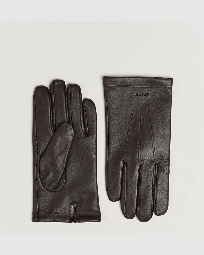 Gant Cashmere Lined Leather Glove Deep Brown Braun