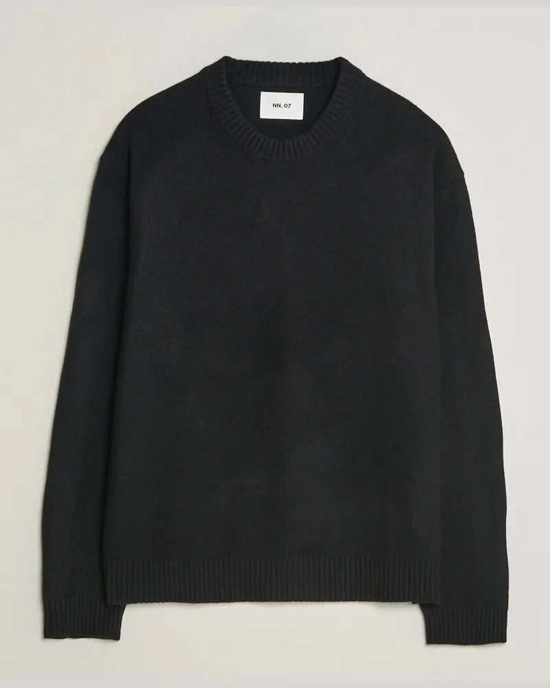 NN 07 Russel Wool/Cotton Knitted Sweater Black Schwarz