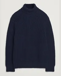 Nudie Jeans August Chunky Woll Stricked Rollneck Navy Blau