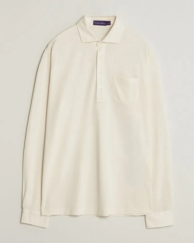 Ralph Lauren Long Sleeve Washed Polo Classic Cream Weiß