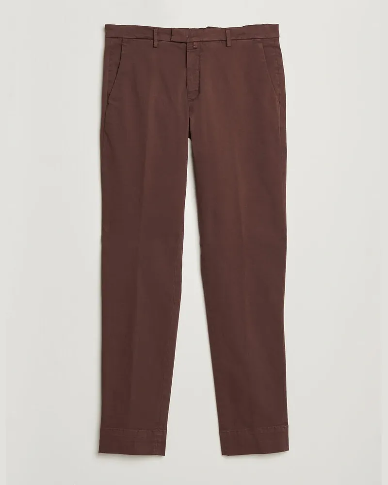 Briglia 1949 Slim Fit Cotton Stretch Trousers Burgundy Rot