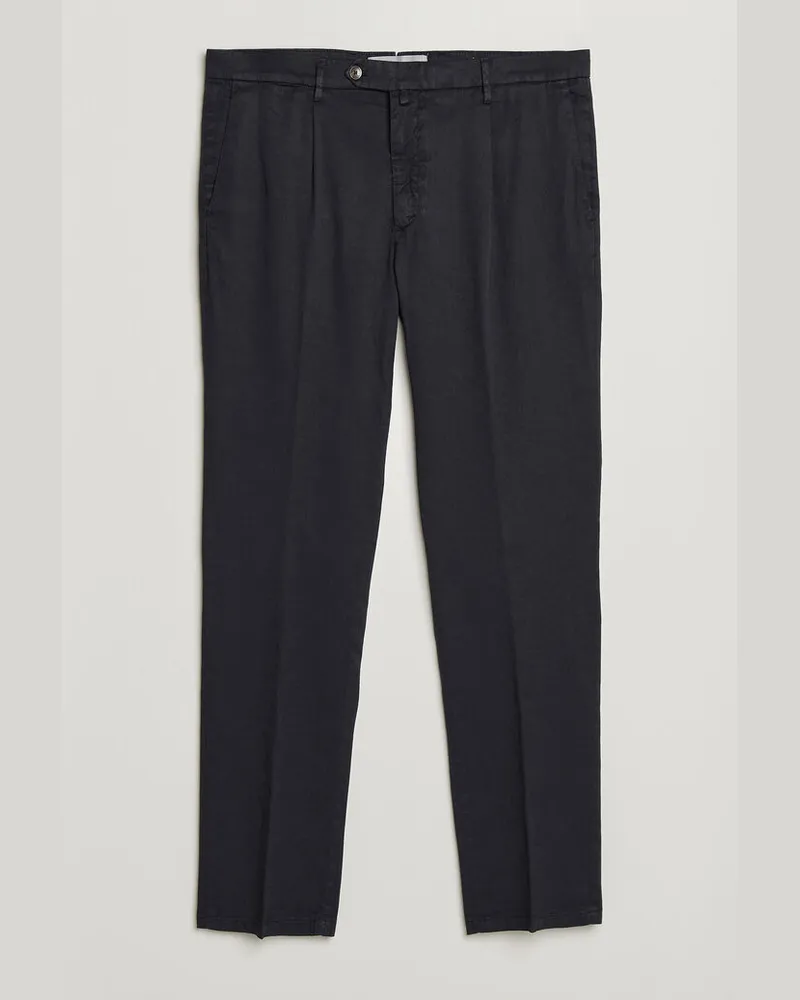 Briglia 1949 Pleated Linen Trousers Navy Blau